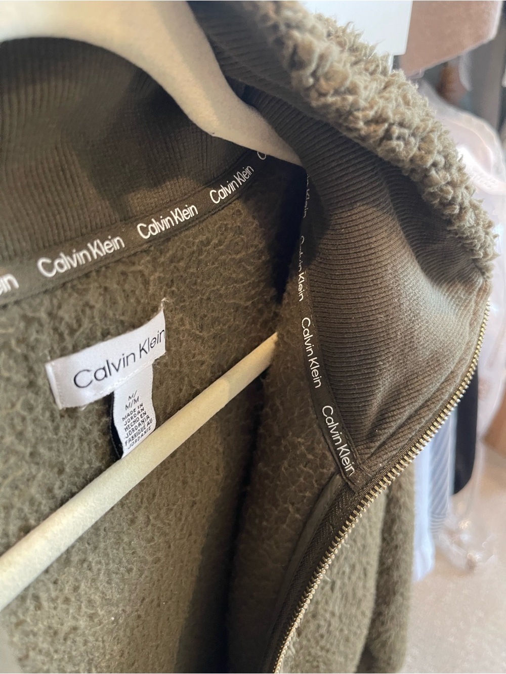 Calvin Klein Green Fuzzy Half-zip Jacket - Picture 4 of 5